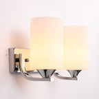 Tiffany Minimalism Cylindrical Metal Glass Art Vanity Wall Lamp, Black/Chrome