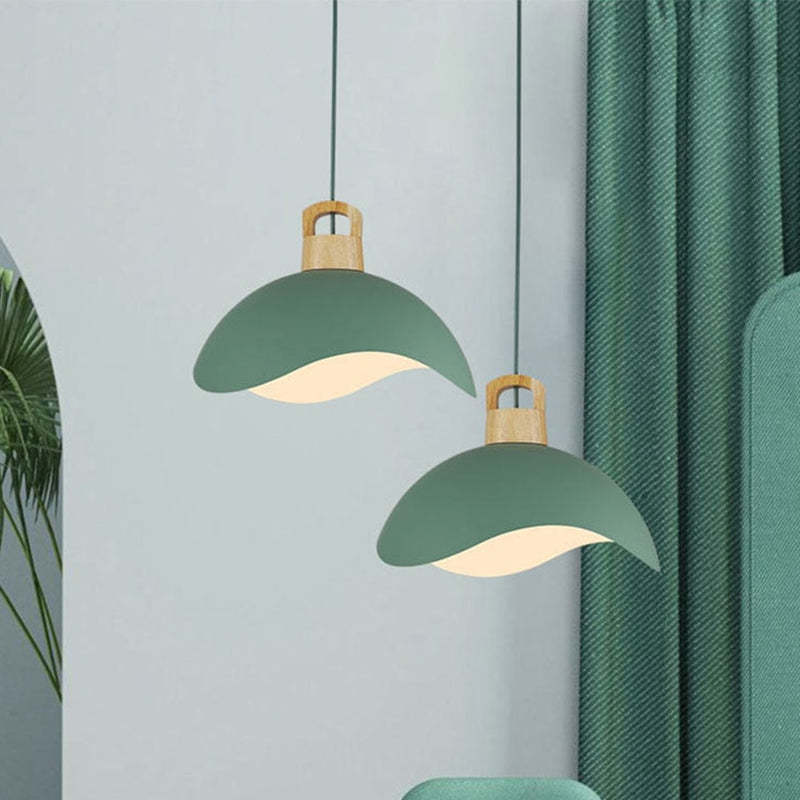 Valentina Colorful Shade Single Pendant Lights, Wood & Metal