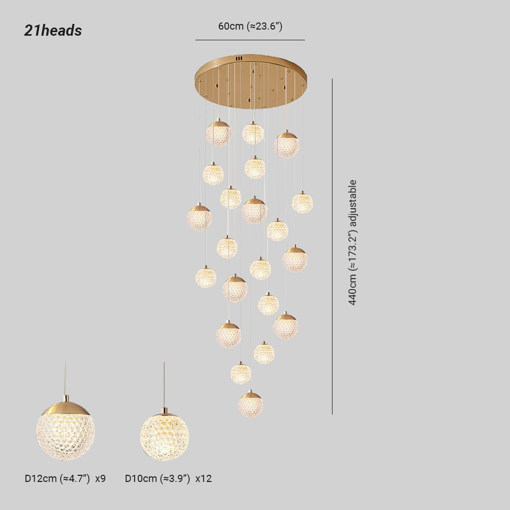 Arisha Multi Staircase Modern Art Deco Pendant Light, Gold