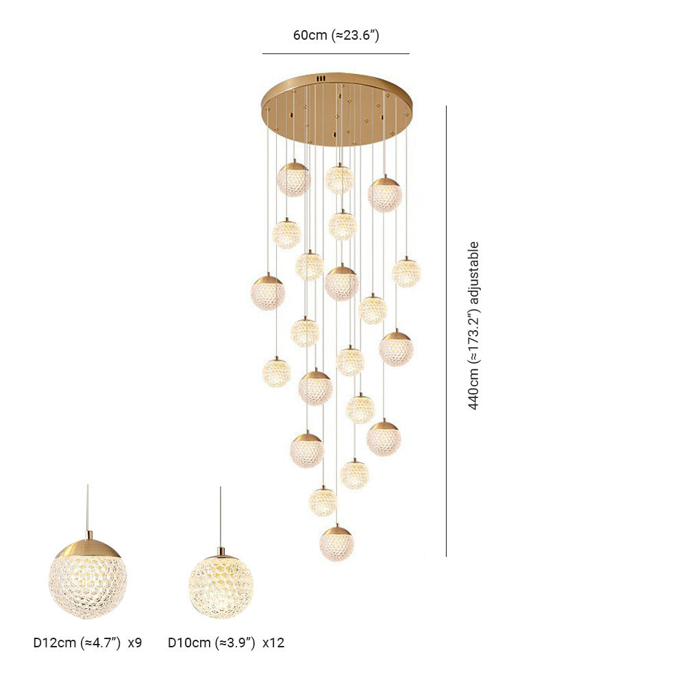 Arisha Multi Staircase Modern Art Deco Pendant Light, Gold