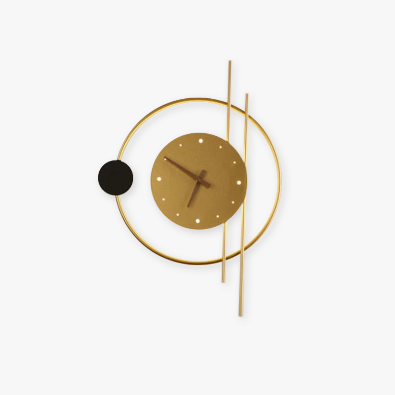 Arisha Wall Lamp Clock, Black & Gold