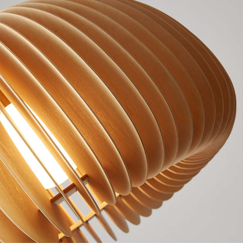 Muto Pumpkin Pendant Light, Wood