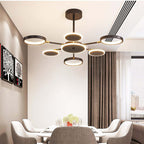 Arisha Modern Led Chandelier, Geometric, Black Dimmable