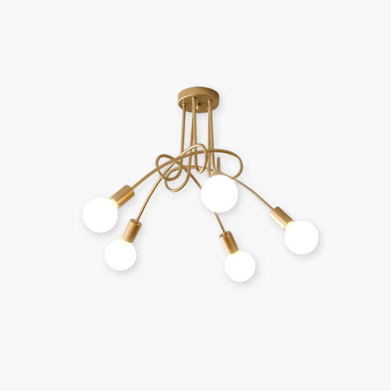 Arisha Modern Linear Curve Metal Ceiling Light, Dining Room/Living Room