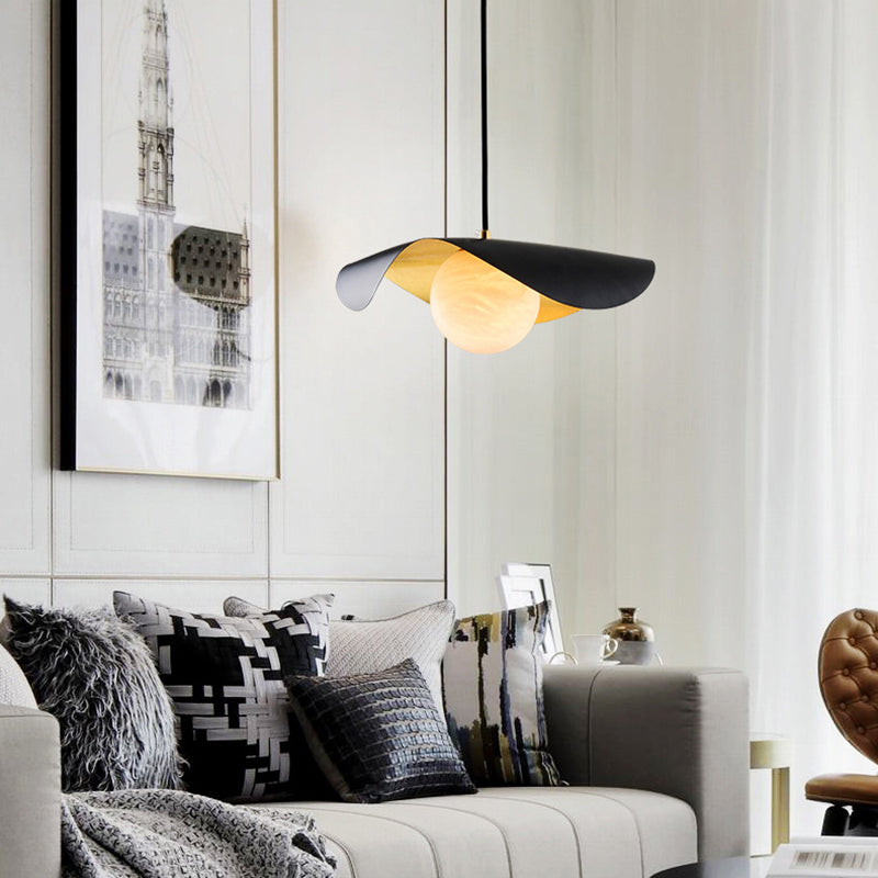 Arisha Modern Nordic Minimalist Metal/Marble Pendant Light, Black