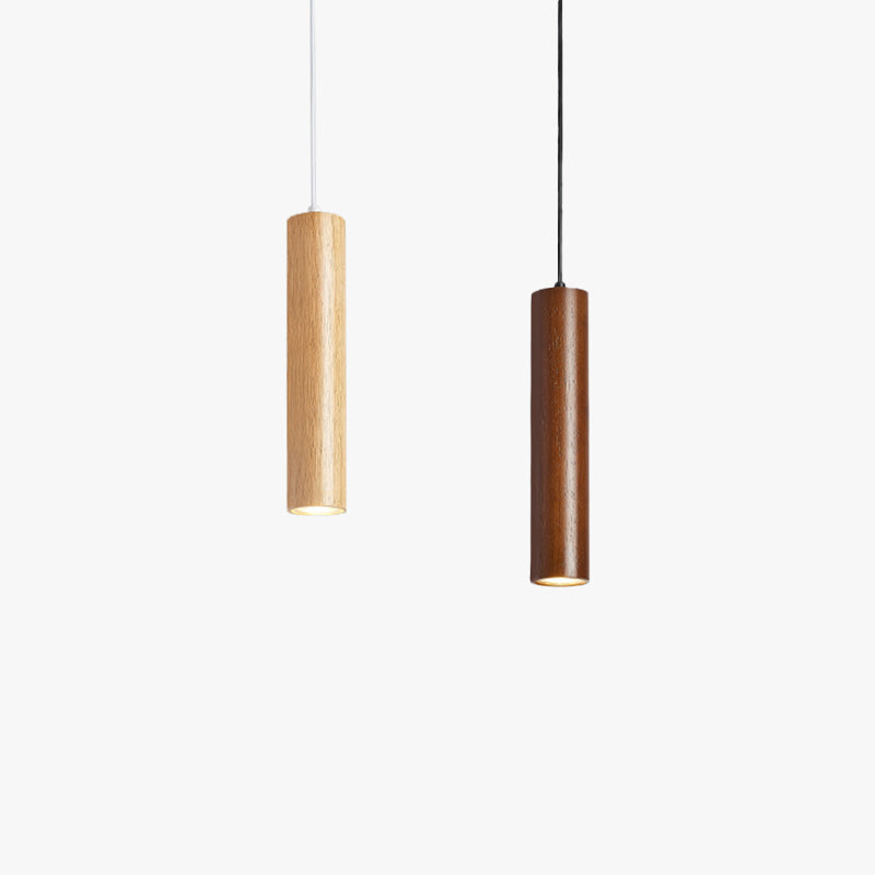 Muto Cylindrical Wood Pendant Light, for Bedroom & Kitchen Island