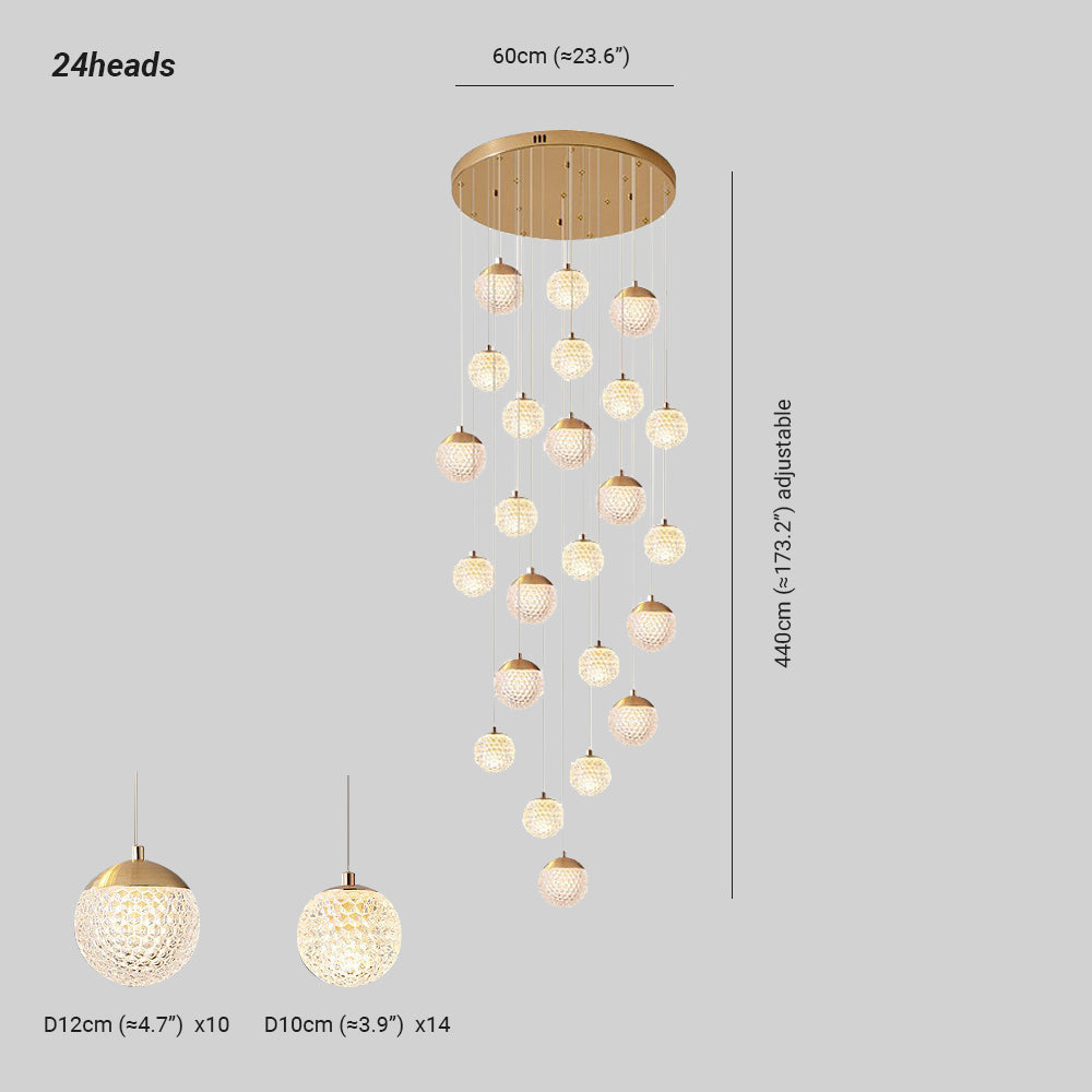 Arisha Multi Staircase Modern Art Deco Pendant Light, Gold