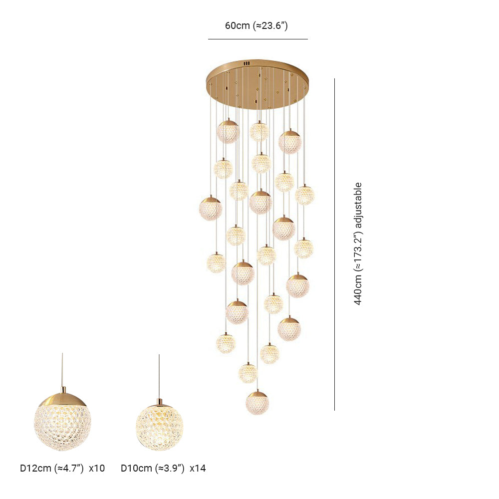 Arisha Multi Staircase Modern Art Deco Pendant Light, Gold