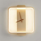 Valentina Arisha Square Clock Metal & Wall Lamp, Gold