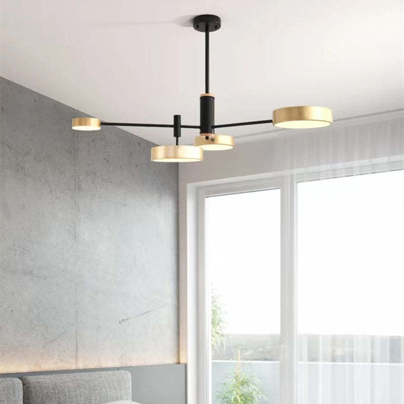 Arisha Pendant Light LED, Metal & Wood, Grey/White/Gold
