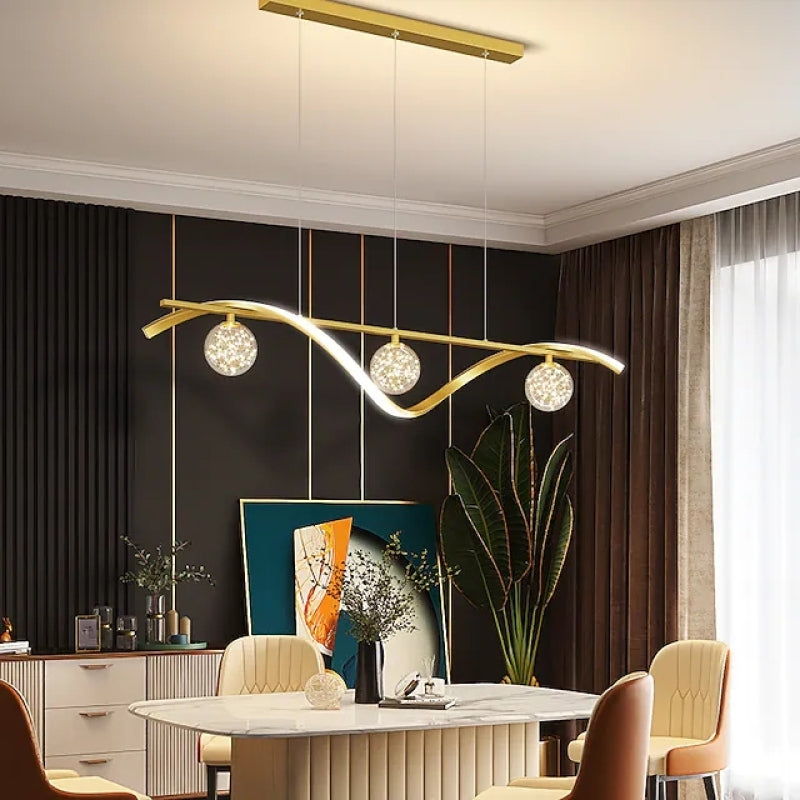 Arisha Graceful Arc with Glass Globes Pendant Light