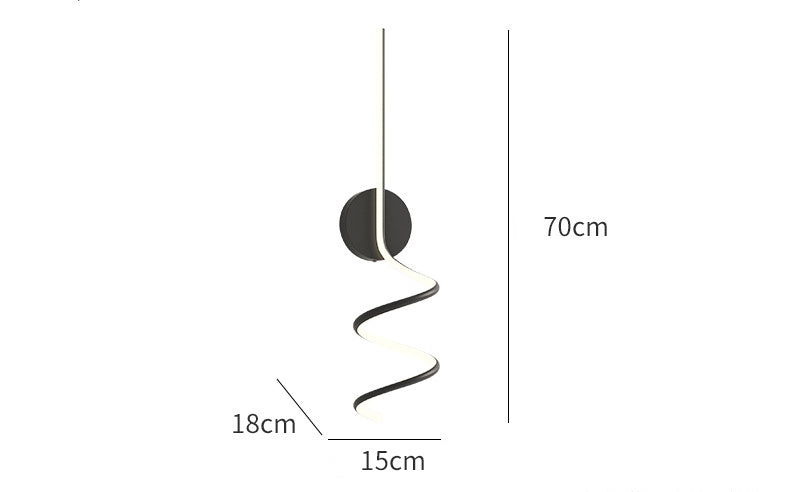 Arisha Modern LED Art Interior Wall Light Spiral, Black & White