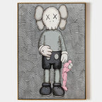 Kaws Companion with Pink Doll Pop Art Painting