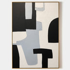 Minimalist White Grey Geometric Oil Painting