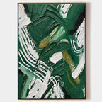 Colorful Dark Green And White Impasto Painting