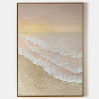 3D Textured Coastal Sunset Painting Minimalist Neutral Tone