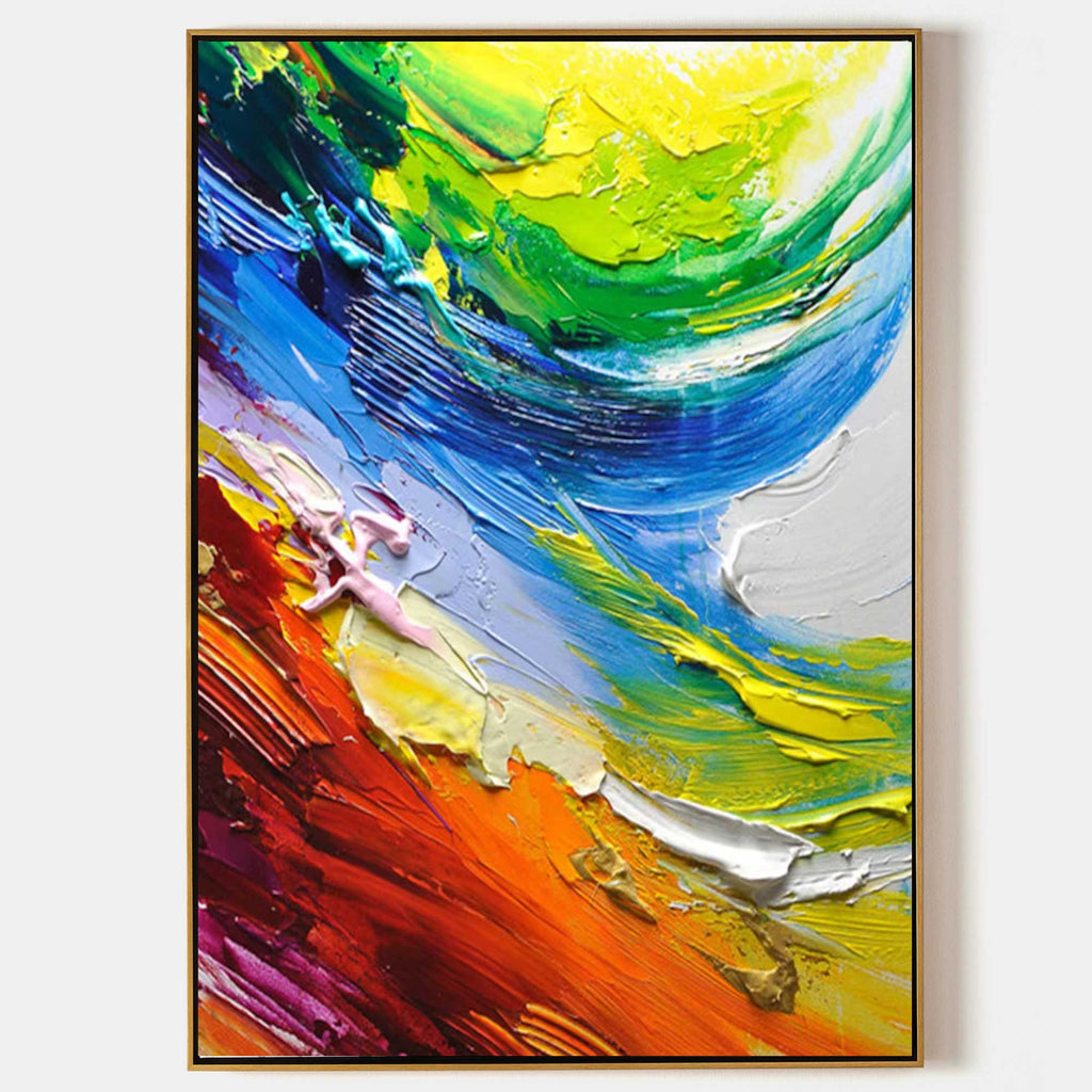 Vibrant Color Wave Impasto Painting