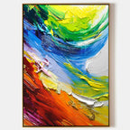 Vibrant Color Wave Impasto Painting