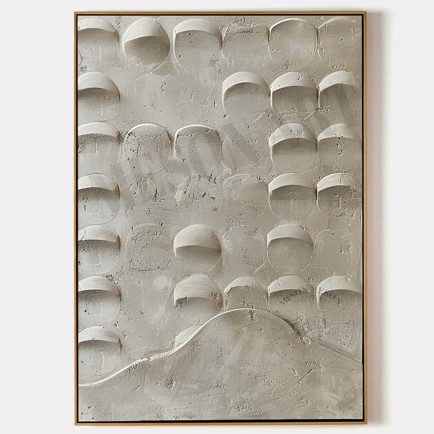 Concrete Texture Semi-Circular Relief Painting