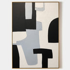 Minimalist White Grey Geometric Oil Painting