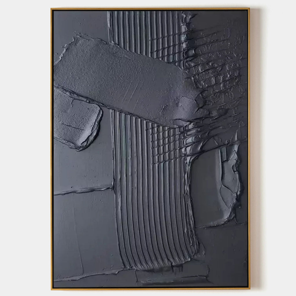 Dark Gray Textured Abstract Wall Art Modern Industrial