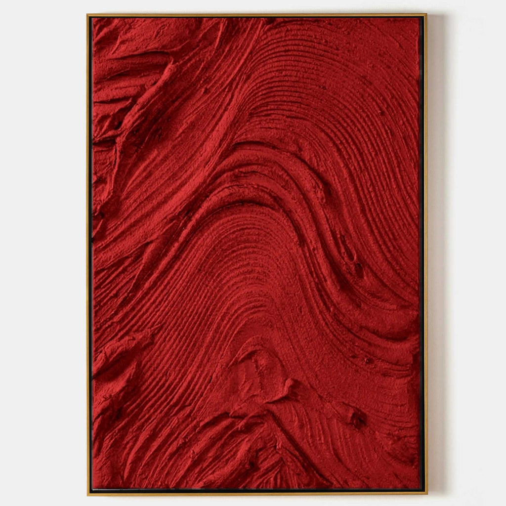 Vibrant Red Wave Texture Oil Painting