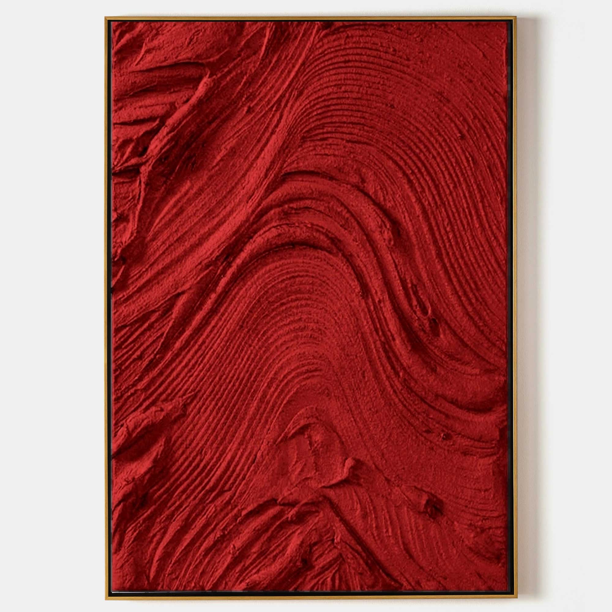 Vibrant Red Wave Texture Oil Painting