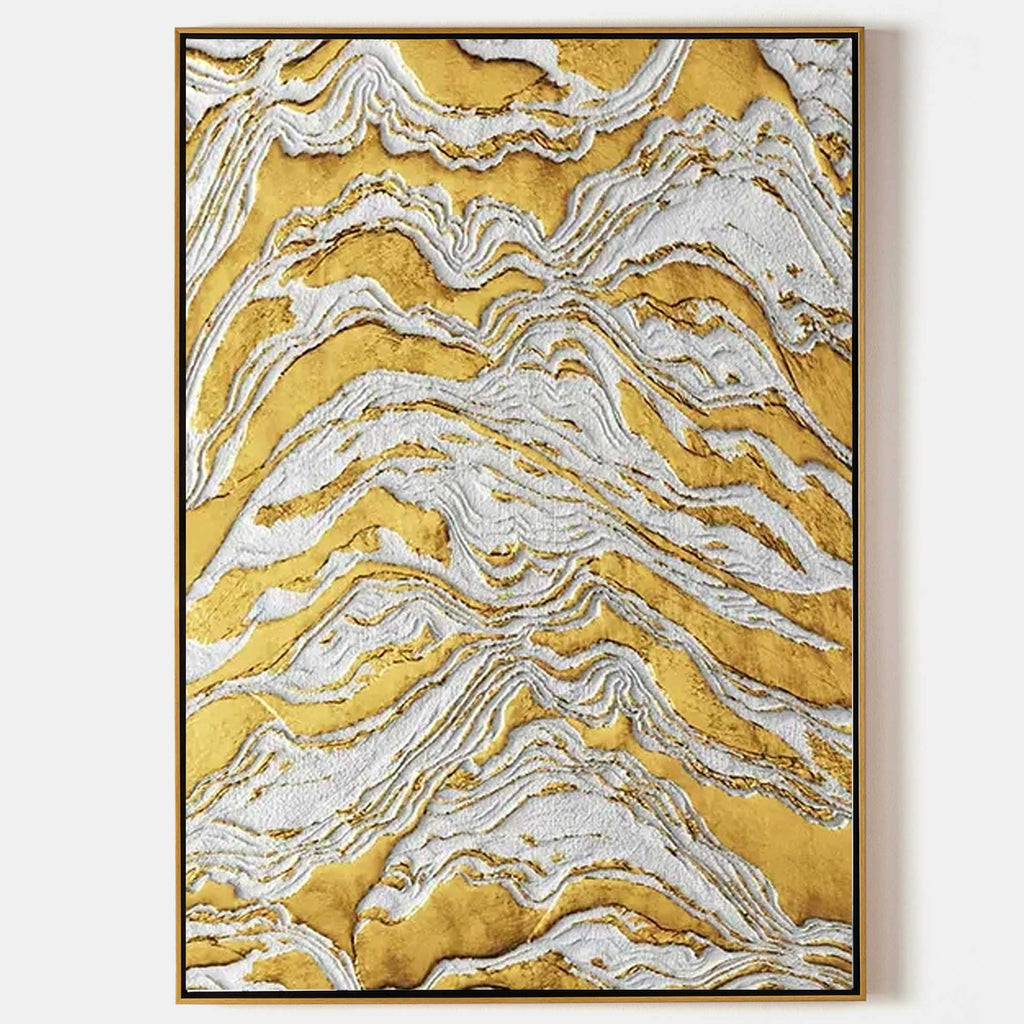 Luxe Gold Vein Marble Swirl Impasto Painting
