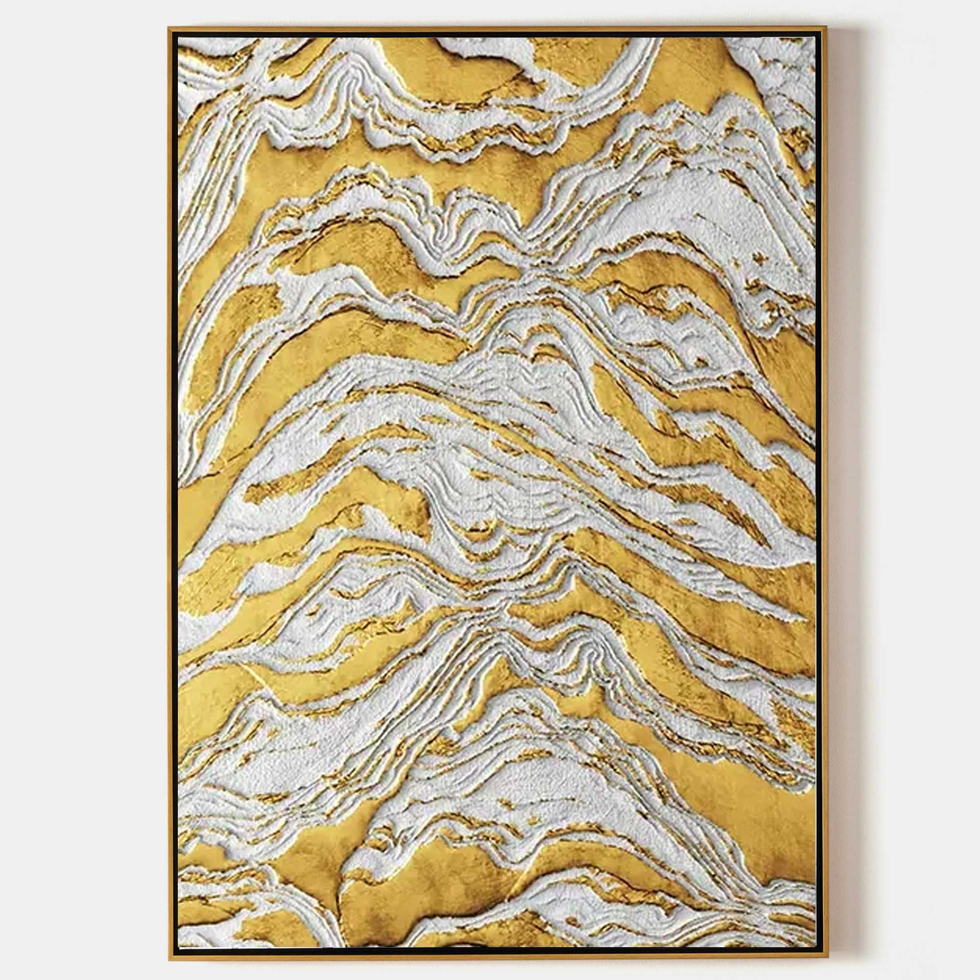 Luxe Gold Vein Marble Swirl Impasto Painting