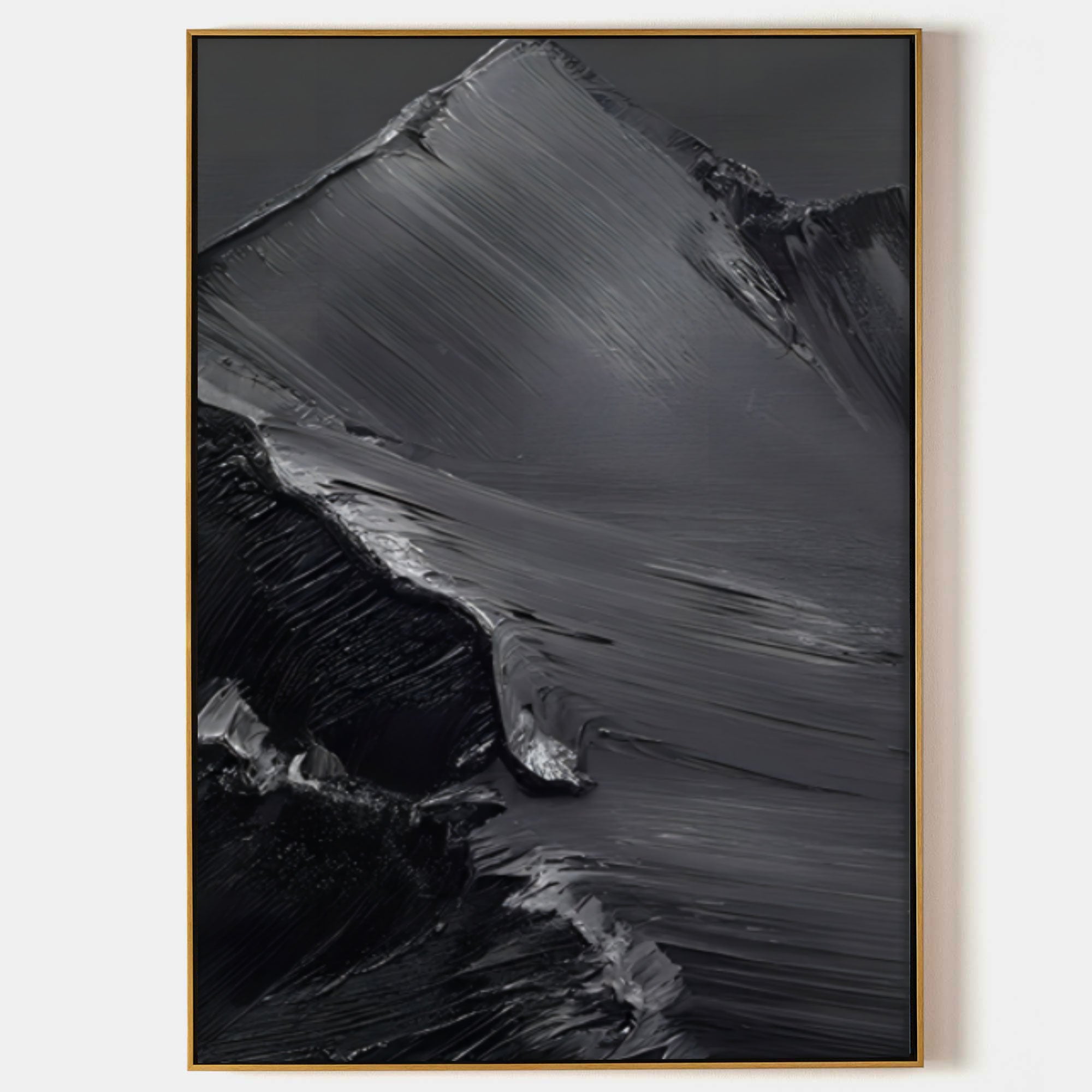 Monochrome Mountain Landscape Impasto Painting