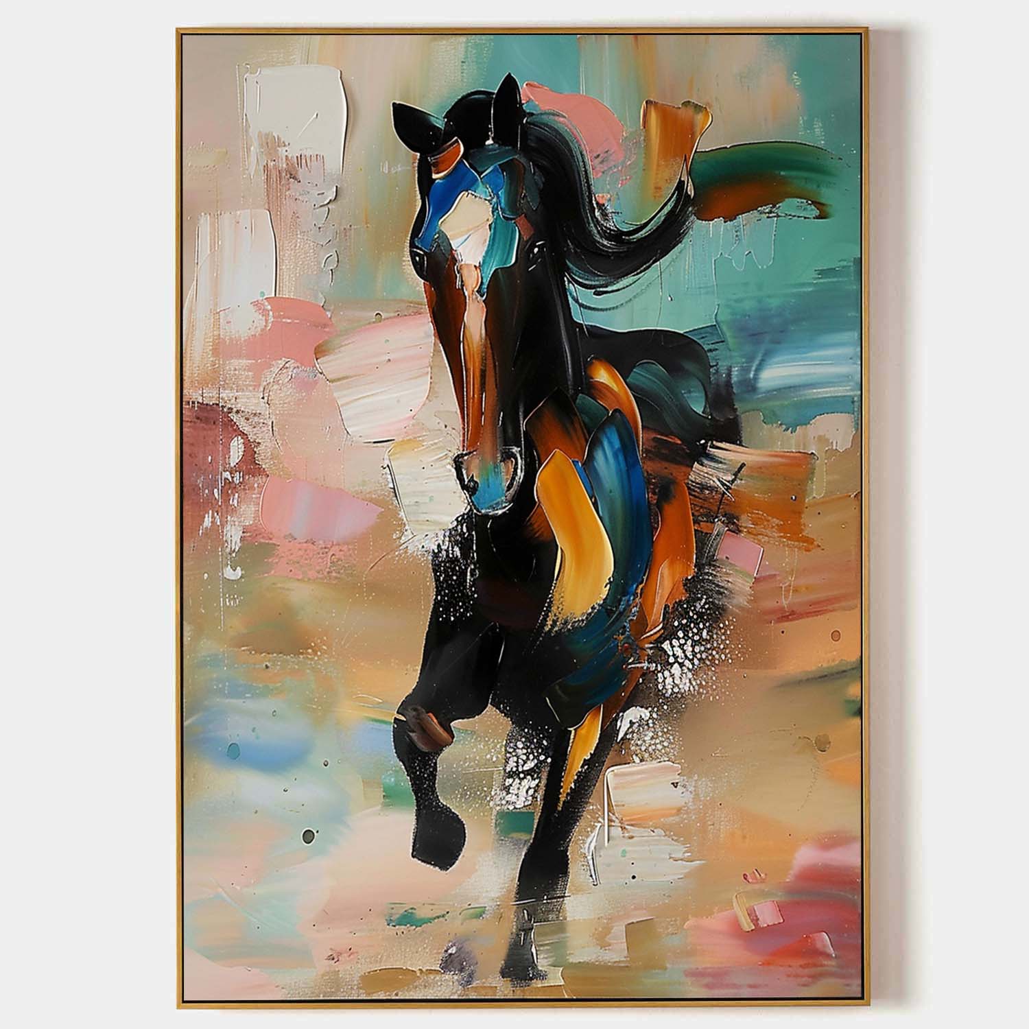 Horse Vibrant Horse Painting Colorful Impasto