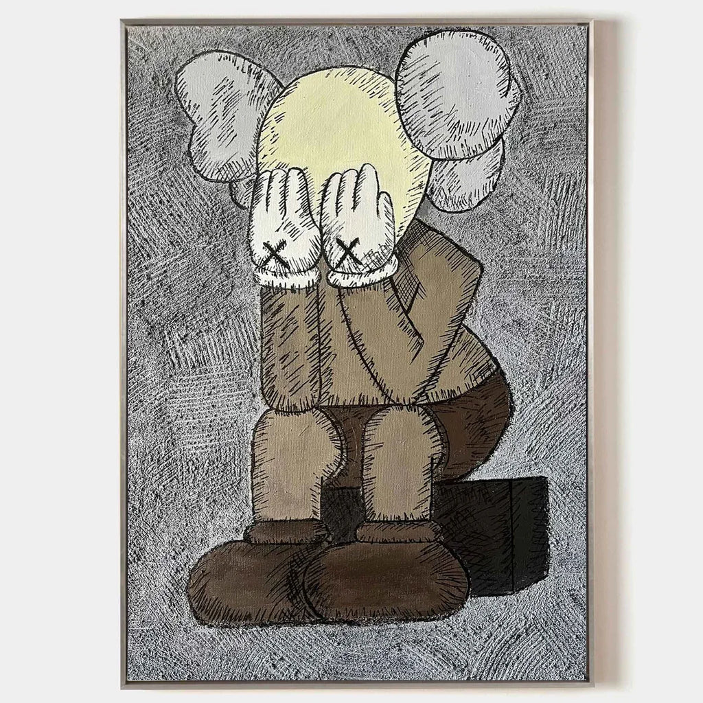 KAWS Companion Figure Sketch-Style Art Painting