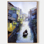 Morning Mist Jiangnan Water Town Oil Painting