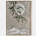 Muted Neutral Textured Moon Willow Mountain Oil Painting