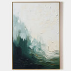 Emerald Ocean Wave Impasto Painting