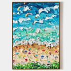 Vibrant Beach Scene Art Oil Painting