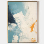 Tactile Impasto Oil Painting Teal White Orange Tones