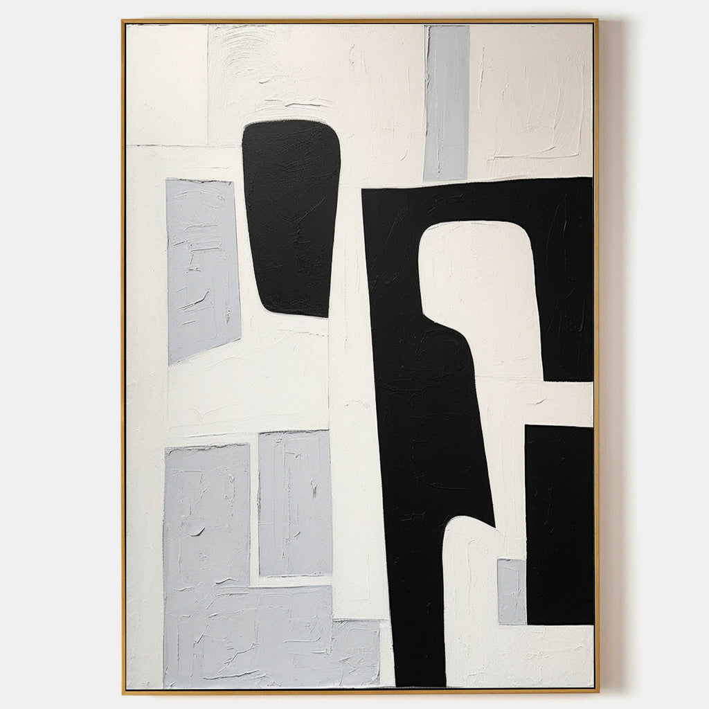 Textured Geometric Monochrome Abstract Painting