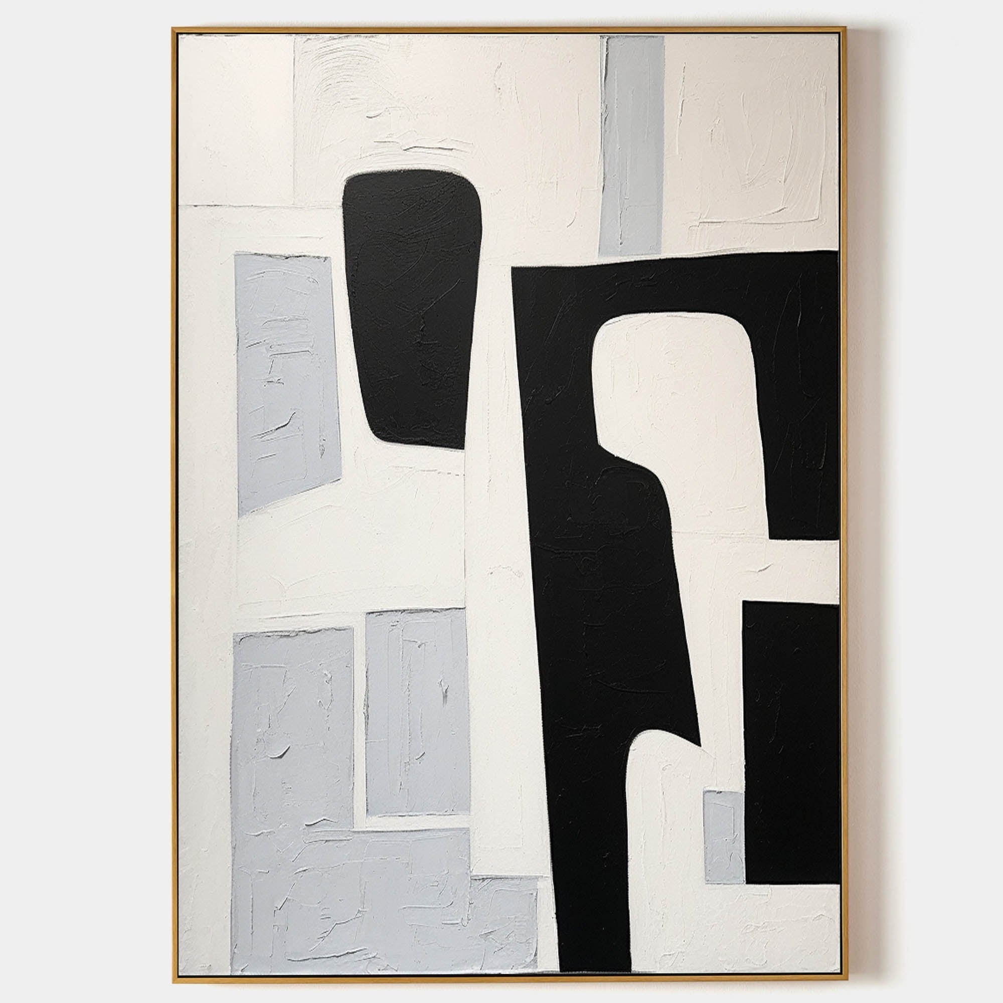 Textured Geometric Monochrome Abstract Painting