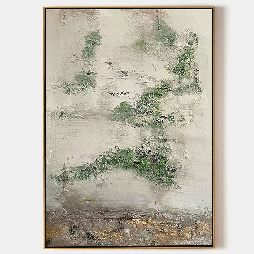 Wabi-Sabi Moss & Stone Abstract Painting
