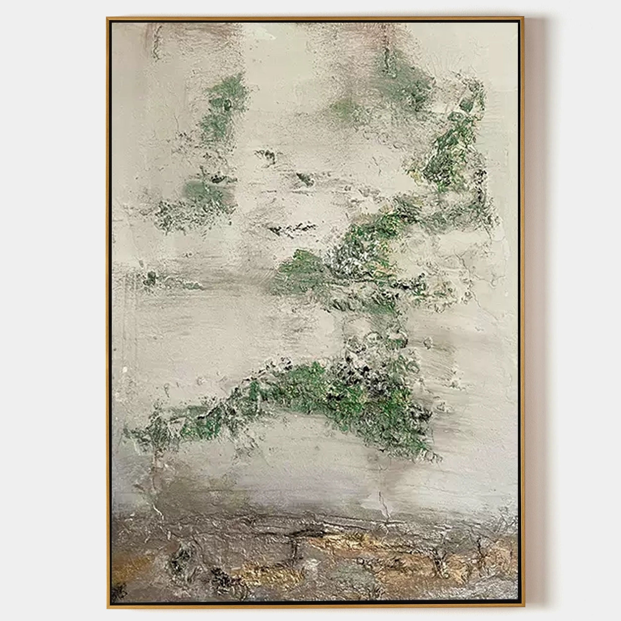 Wabi-Sabi Moss & Stone Abstract Painting