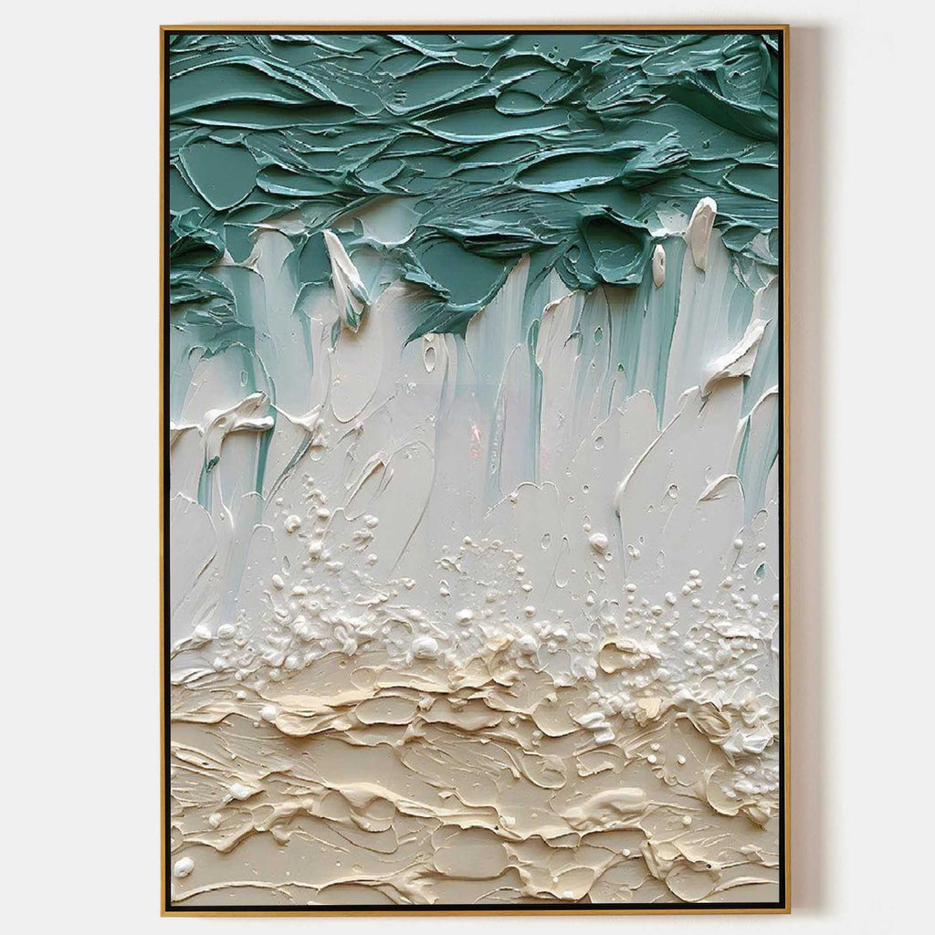 Textured Coastal Wave Impasto Painting