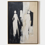 Walking Figures Oil Painting Black Wall Art