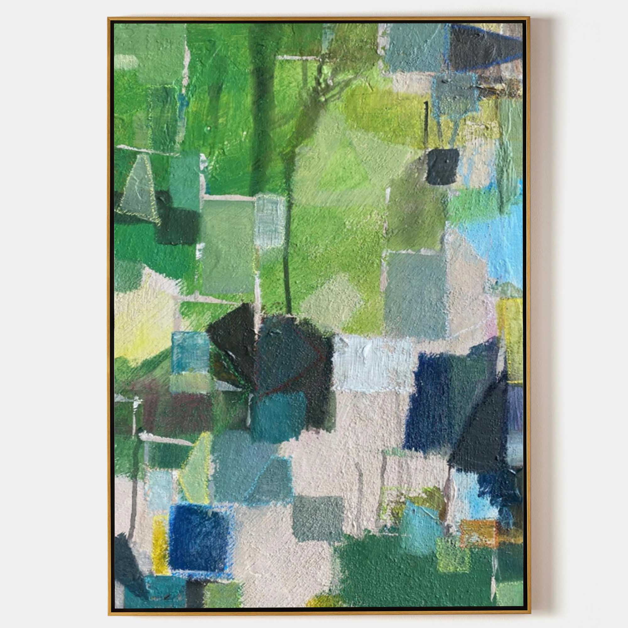 Abstract Geometric Green & Blue Painting