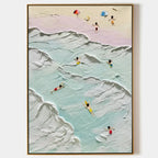 Aerial Beach Scene 3D Impasto Painting