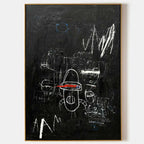 Basquiat Black Background Abstract Text Art Painting