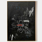 Basquiat Black Background Abstract Text Art Painting