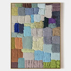 Colorful Multi Toned Textured Patchwork Oil Painting