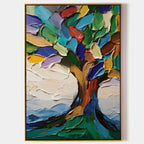 Colorful Tree of Life 3D Impasto Painting