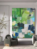 Abstract Geometric Green & Blue Painting